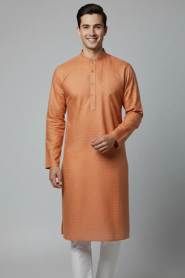Men's_Copper_Brown_Geometric_Printed_Straight_Kurta