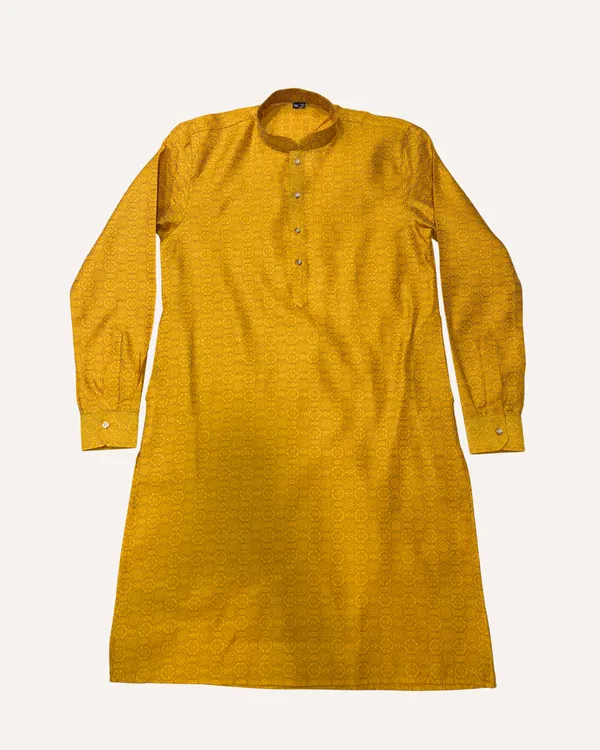 Men's_Mustard_Yellow_Geometric_Printed_Cotton_Kurta