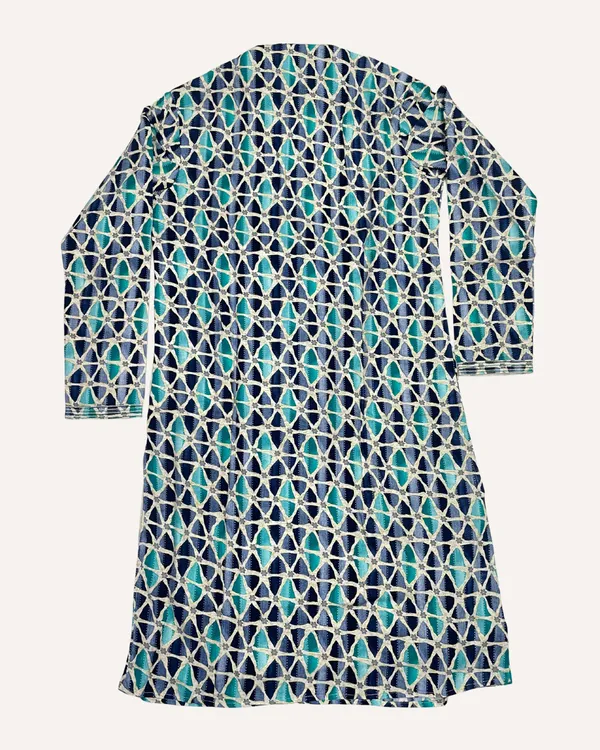 Blue_Cotton_Teal_&_Indigo_Woven_Chevron_Kurta_For_Men