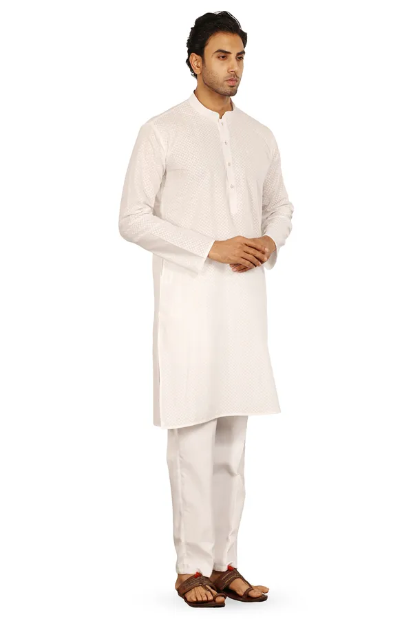 White_Chikankari_Embroidered_Cotton_Kurta