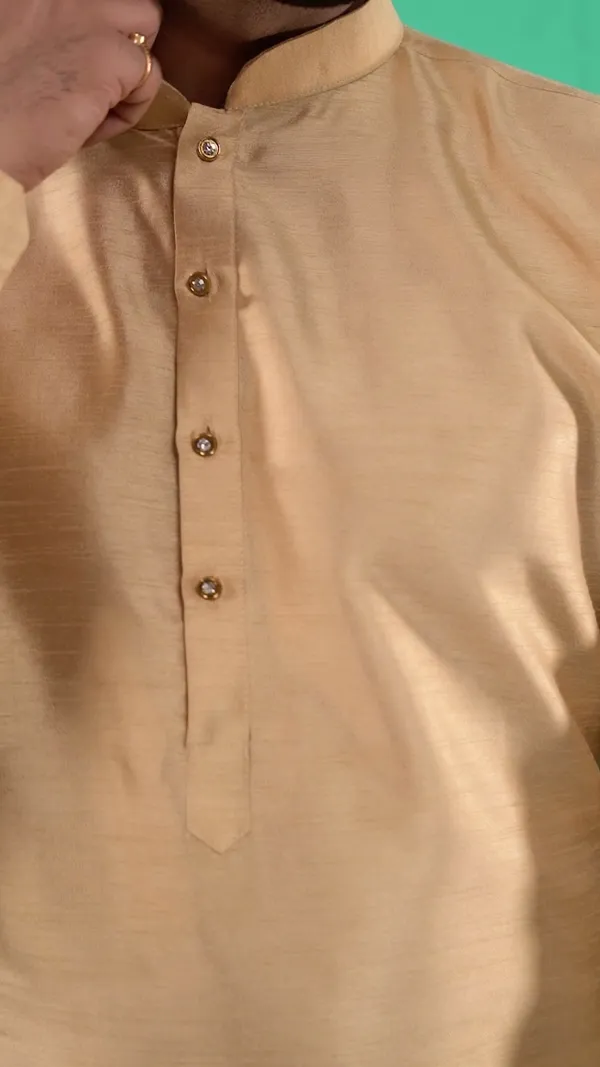 Men_Solid_Gold_Dupion_Silk_Kurta_with_Churidar_Pants