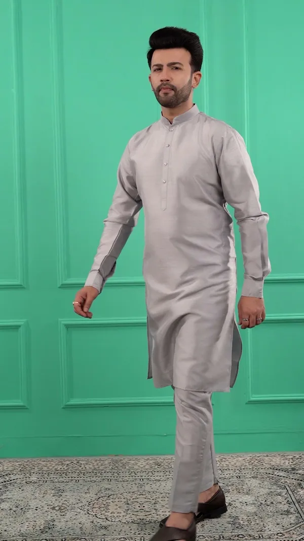 Men_Silver-Grey_Solid_Dupion_Silk_Straight_Kurta_with_Pajamas