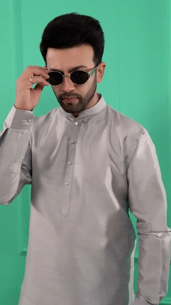 Men_Silver-Grey_Solid_Dupion_Silk_Straight_Kurta_with_Pajamas