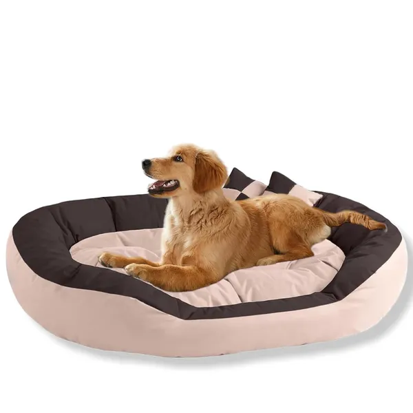 Royals_Rore_Dog_Beds_&_Cat_beds_Washable_Reversible_Pet_Beds_Cream_&_Brown_Anti_Slip_Hand_or_Machine_Washable_for_All_Breed_Size._(XL)