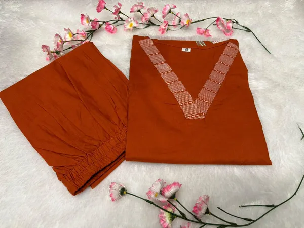 Bloomline_Kurta_Set_–_Burnt_Orange