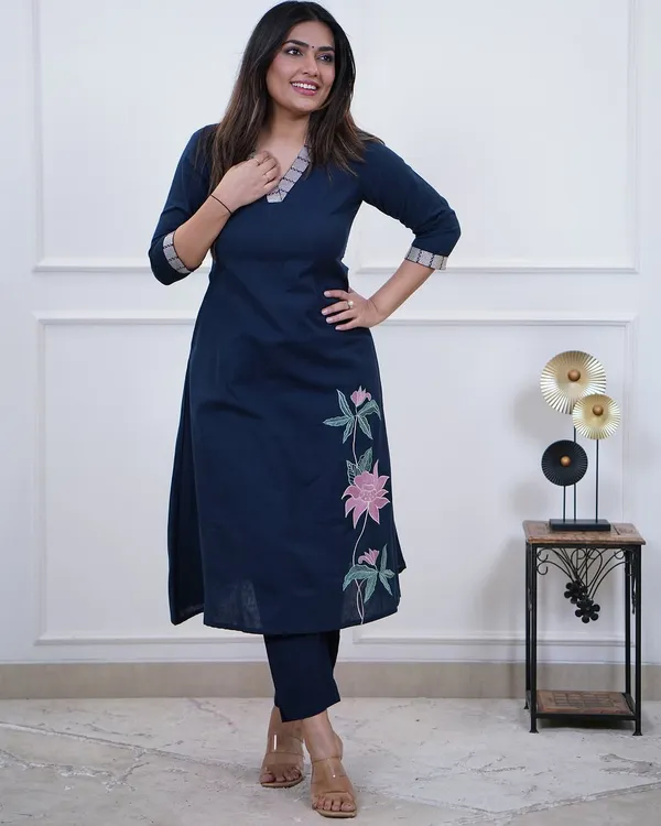 Bloomline_Kurta_Set_–_Midnight_Blue