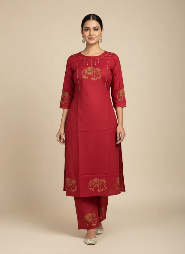 Maroon_100%_Pure_Cotton_Co-ord_Set_For_Women
