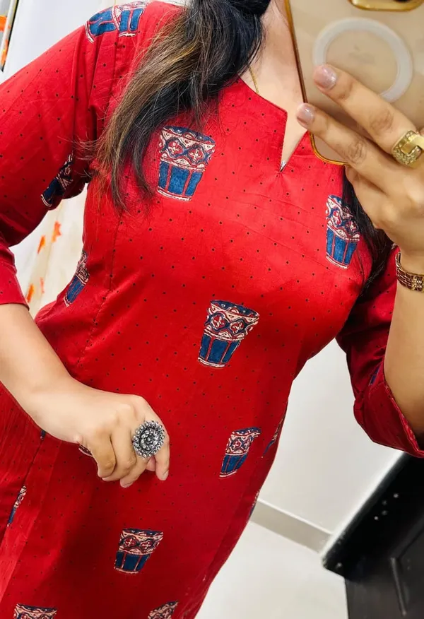 Red_100%_Pure_Cotton_Co-Ord_Set_For_Women