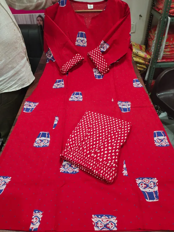 Red_100%_Pure_Cotton_Co-Ord_Set_For_Women