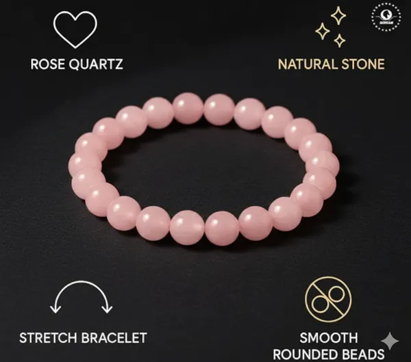 Unisex_Light_Pink_Rose_Quartz_Bracelet_10MM_Natural_Stone_Beads