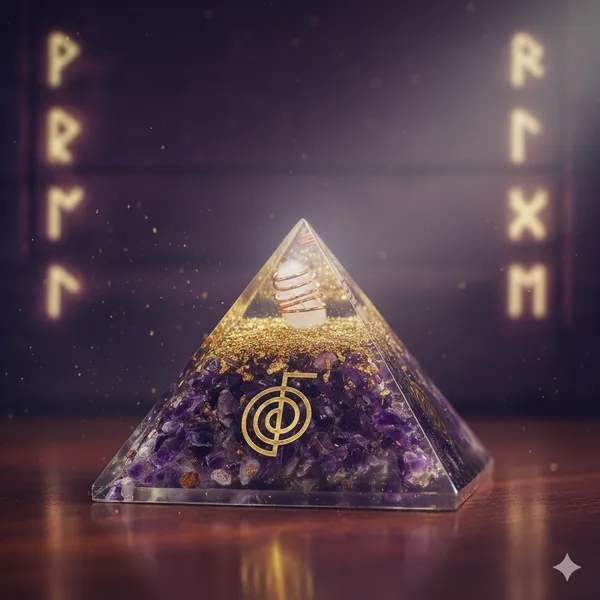 Orgonite_Energy_Pyramid_for_EMF_Protection_–_Natural_Amethyst_&_Clear_Quartz_Crystal_–_Neutralizes_Negative_Energy_&_Electronic_Radiation_–_Handcrafted_Reiki_Symbol_Decor