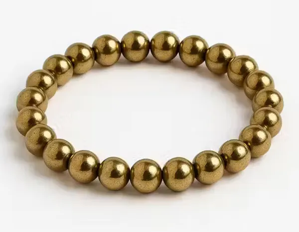 Unisex_Golden_Hematite_Healing_Energy_Bracelet_Polished_Beads