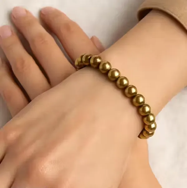 Unisex_Golden_Hematite_Healing_Energy_Bracelet_Polished_Beads