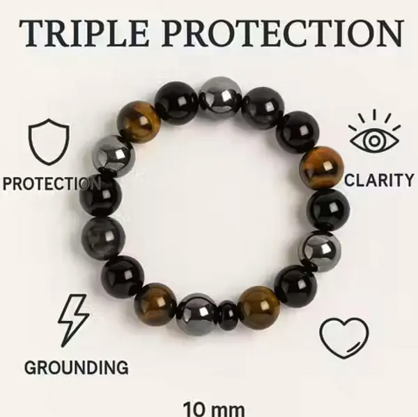 Unisex_Black_Triple_Protection_Bracelet_Tiger’S_Eye,_Obsidian_&_Hematite_(10_MM_Beads)
