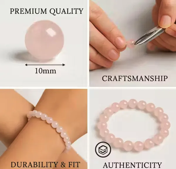 Unisex_Light_Pink_Rose_Quartz_Bracelet_10MM_Natural_Stone_Beads