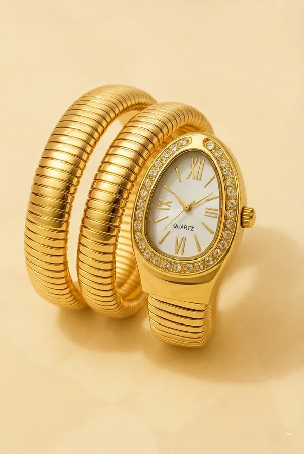 Gold-Plated_Wrap_Watch_Bracelet_Elegant_Coil_Design,_Anti-Tarnish_&_Waterproof_Jewellery_Timepiece