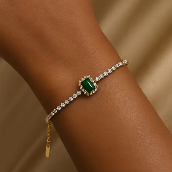 18K_Gold_Plated_Stainless_Steel_Emerald_Green_Stone_Bracelet_With_Diamond_Accents_|_Anti-Tarnish_&_Waterproof