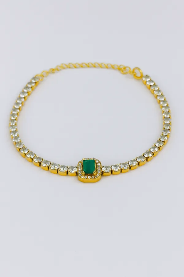 18K_Gold_Plated_Stainless_Steel_Emerald_Green_Stone_Bracelet_With_Diamond_Accents_|_Anti-Tarnish_&_Waterproof