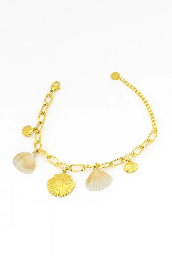 18K_Gold_Plated_Stainless_Steel_Seashell_Charm_Bracelet_Chain_With_Natural_Shell_Pendants_|_Anti-Tarnish,_Waterproof