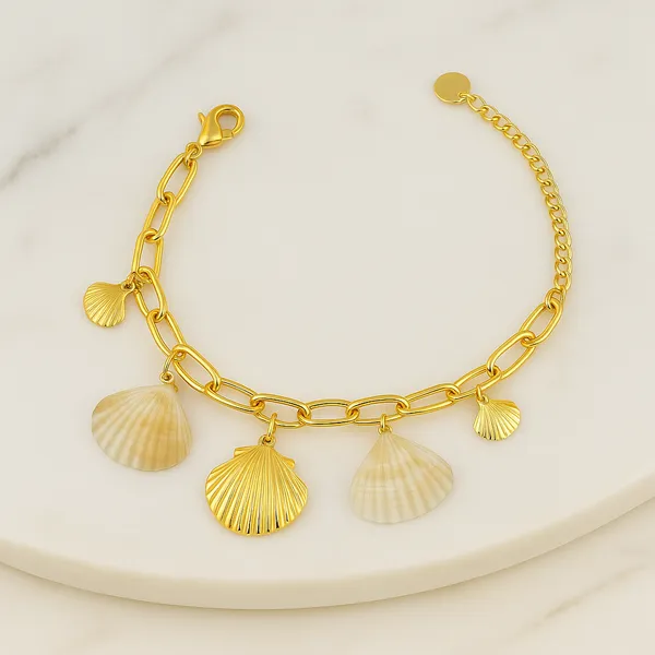 18K_Gold_Plated_Stainless_Steel_Seashell_Charm_Bracelet_Chain_With_Natural_Shell_Pendants_|_Anti-Tarnish,_Waterproof