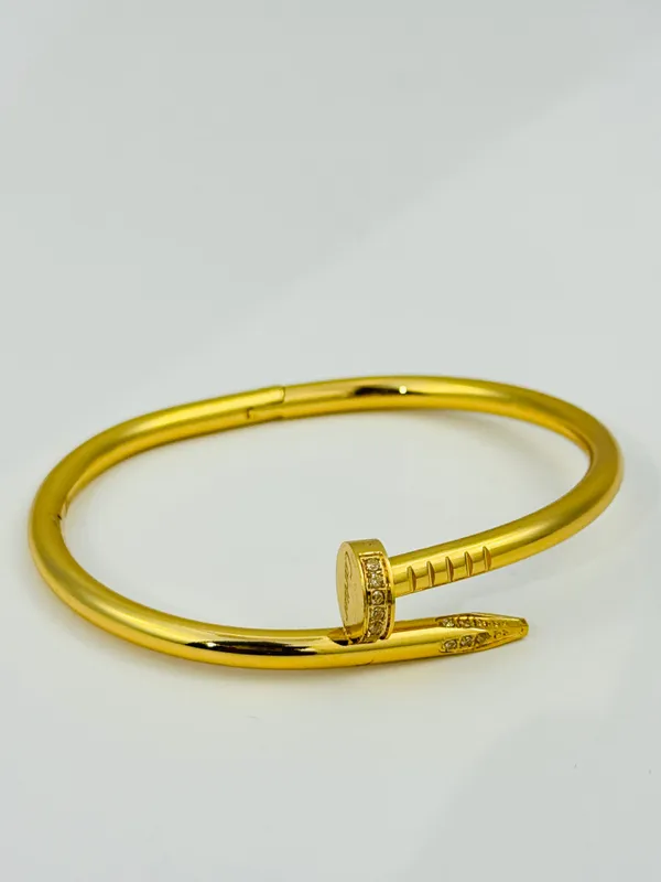18K_Gold_Plated_Stainless_Steel_Nail_Design_Bracelet_With_Diamond_Accents_|_Anti-Tarnish,_Waterproof