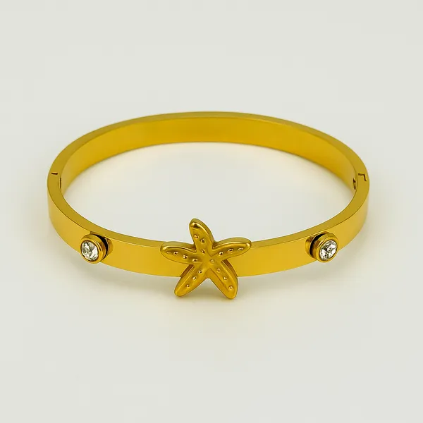 18K_Gold_Plated_Stainless_Steel_Starfish_Bracelet_With_Crystal_Accents_|_Anti-Tarnish,_Waterproof