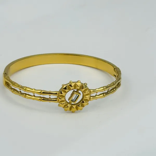 18K_Gold_Plated_Stainless_Steel_Sunburst_Design_Bracelet_With_Geometric_Crystal_Center_|_Anti-Tarnish,_Waterproof