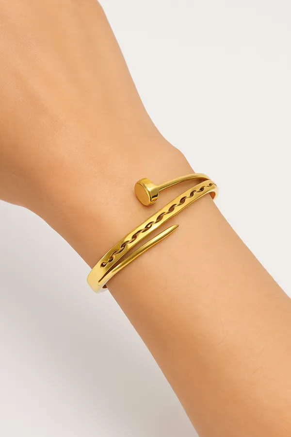 18K_Gold_Plated_Stainless_Steel_Nail_Design_Cuff_Bracelet_|_Anti-Tarnish,_Waterproof,_Modern_Statement_Jewellery