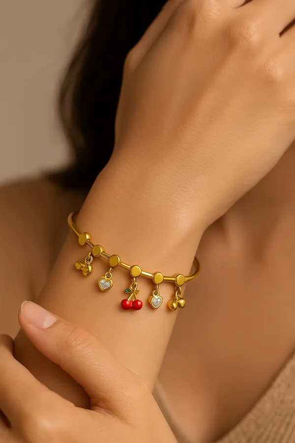 18K_Gold_Plated_Stainless_Steel_Cherry_Charm_Bracelet_With_Red_Enamel_&_Crystal_Accents_|_Anti-Tarnish,_Waterproof