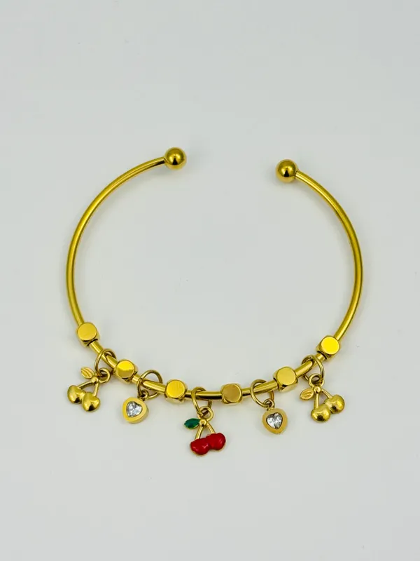 18K_Gold_Plated_Stainless_Steel_Cherry_Charm_Bracelet_With_Red_Enamel_&_Crystal_Accents_|_Anti-Tarnish,_Waterproof