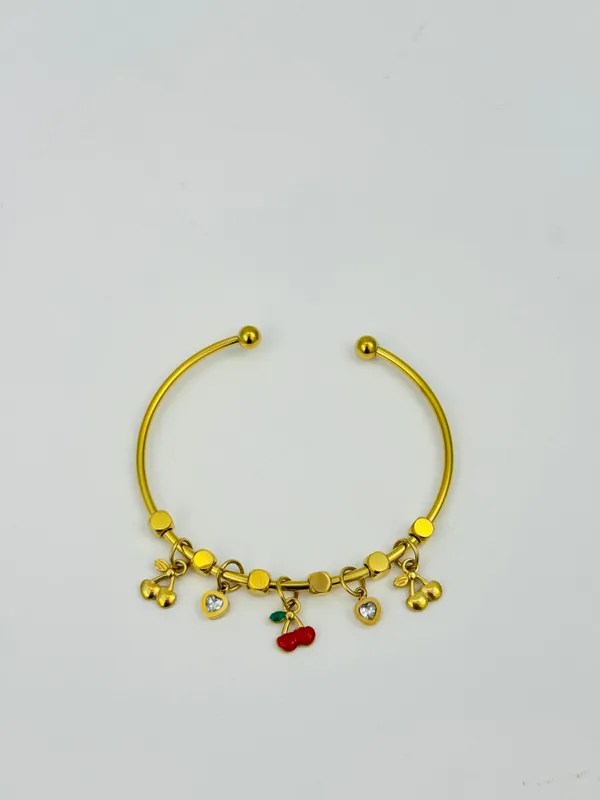 18K_Gold_Plated_Stainless_Steel_Cherry_Charm_Bracelet_With_Red_Enamel_&_Crystal_Accents_|_Anti-Tarnish,_Waterproof