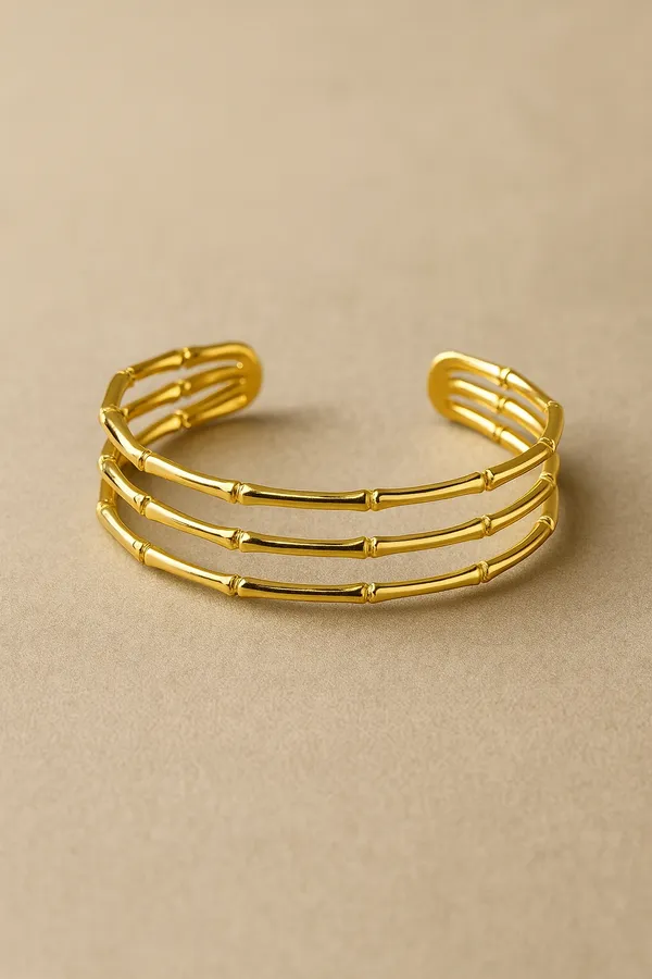 Ziwels_Women’s_18K_Gold-Plated_Triple_Bar_Cuff_Bracelet_–_Anti-Tarnish,_Waterproof,_Minimal_Luxury_Jewellery