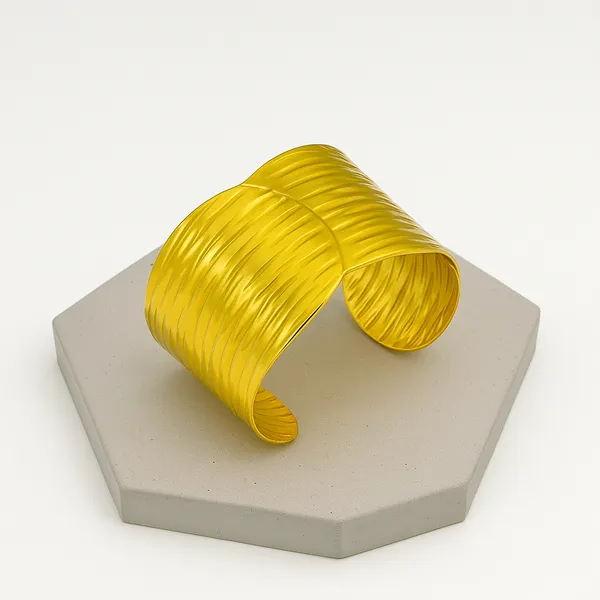 18K_Gold_Plated_Stainless_Steel_Wave-Textured_Cuff_Bracelet_|_Wide_Overlap_Design_|_Anti-Tarnish,_Waterproof