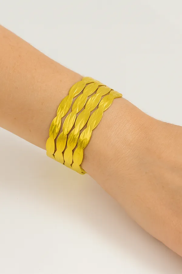 18K_Gold_Plated_Stainless_Steel_Braided_Cuff_Bracelet_|_Woven_Overlap_Design_|_Anti-Tarnish,_Waterproof