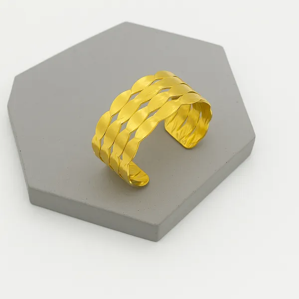 18K_Gold_Plated_Stainless_Steel_Braided_Cuff_Bracelet_|_Woven_Overlap_Design_|_Anti-Tarnish,_Waterproof