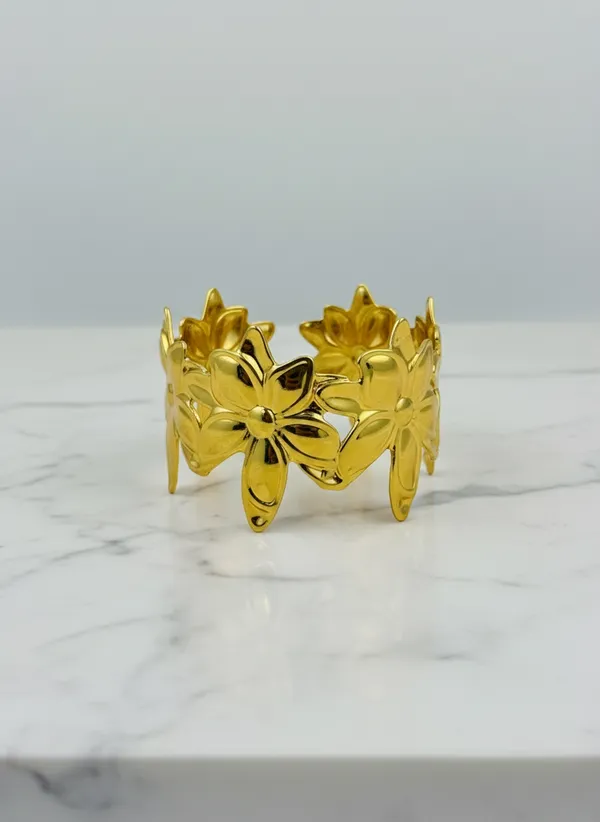 18K_Gold_Plated_Stainless_Steel_Floral_Bloom_Cuff_Bracelet_|_Anti-Tarnish,_Waterproof_&_Adjustable