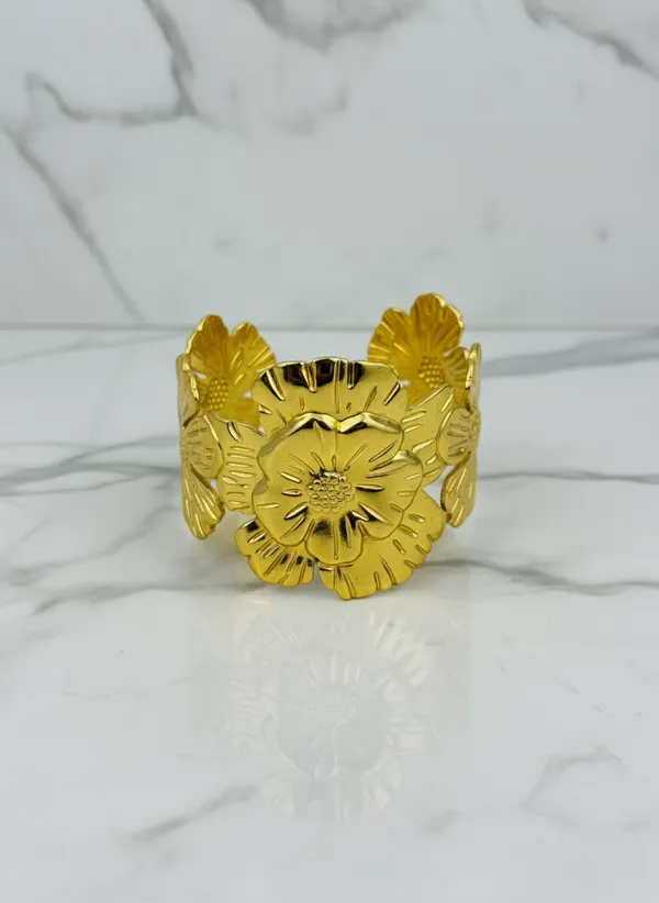 18K_Gold_Plated_Stainless_Steel_Bold_Floral_Cuff_Bracelet_|_Anti-Tarnish,_Waterproof_&_Adjustable