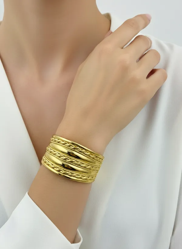 18K_Gold_Plated_Stainless_Steel_Layered_Rope_Cuff_Bracelet_|_Anti-Tarnish,_Waterproof_&_Adjustable