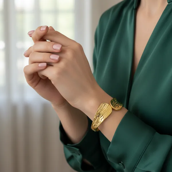 18K_Gold_Plated_Textured_Bracelet_Anti-Tarnish,_Waterproof,_Designer_Jewellery