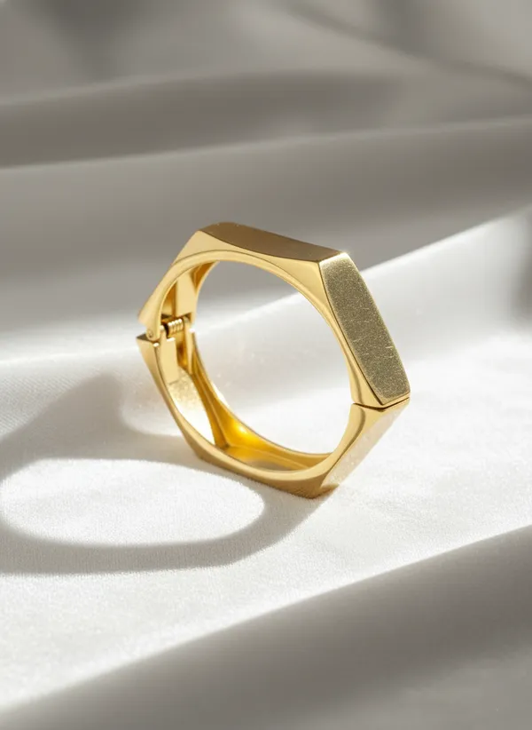 18K_Gold_Plated_Hexagon_Bracelet_|_Geometric_Statement_Bangle,_Anti-Tarnish_&_Waterproof