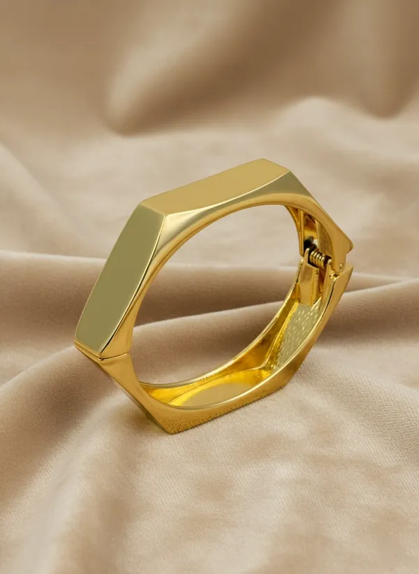 18K_Gold_Plated_Hexagon_Bracelet_|_Geometric_Statement_Bangle,_Anti-Tarnish_&_Waterproof
