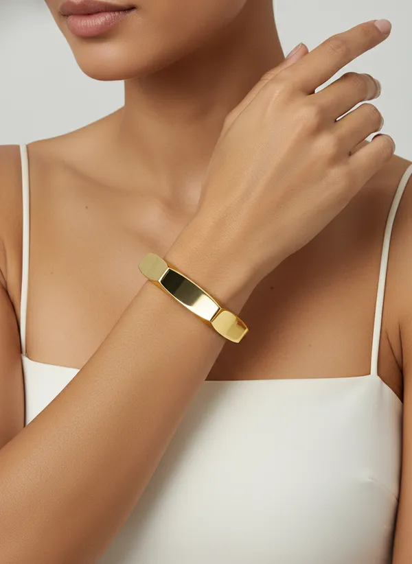 18K_Gold_Plated_Hexagon_Bracelet_|_Geometric_Statement_Bangle,_Anti-Tarnish_&_Waterproof