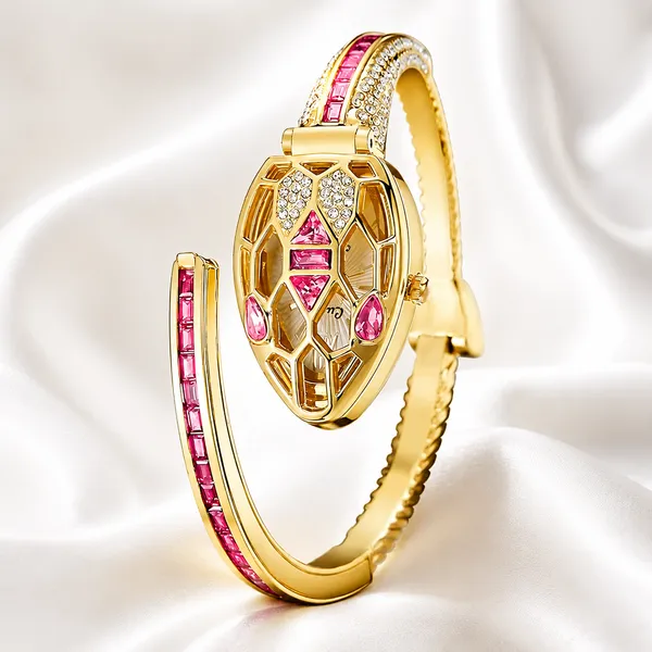 Luxury_Pink_Crystal_Hidden_Dial_Bracelet_Watch_for_Women_|_Rose_Pink_Gemstone_Designer_Bangle_Watch_|_Premium_Jewelry_Style_Analog_Watch