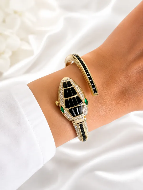 Luxury_Snake_Head_Hidden_Dial_Bracelet_Watch_for_Women_|_Black_Crystal_Serpent_Design_Gold_Bangle_Watch_|_Premium_Fashion_Analog_Watch