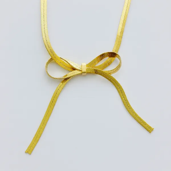 Golden_Ribbon_Bow_Necklace_For_Women