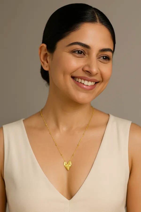 Golden_Textured_Heart_Necklace_For_Women