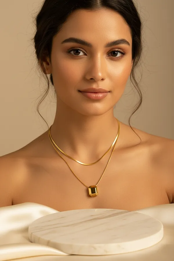 Ziwels_Women’s_18K_Gold-Plated_Geometric_Pendant_Necklace_–_Dual_Layer,_Waterproof,_Anti-Tarnish_Jewellery