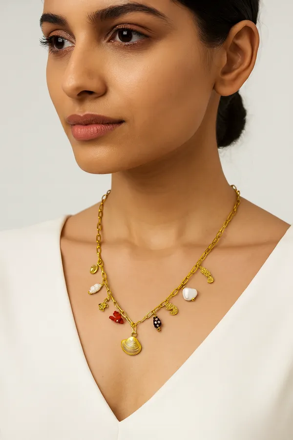 18K_Gold_Plated_Stainless_Steel_Seashell_&_Coral_Charm_Necklace_|_Anti-Tarnish,_Waterproof_&_Hypoallergenic