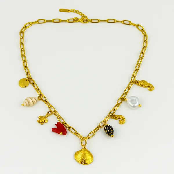 18K_Gold_Plated_Stainless_Steel_Seashell_&_Coral_Charm_Necklace_|_Anti-Tarnish,_Waterproof_&_Hypoallergenic