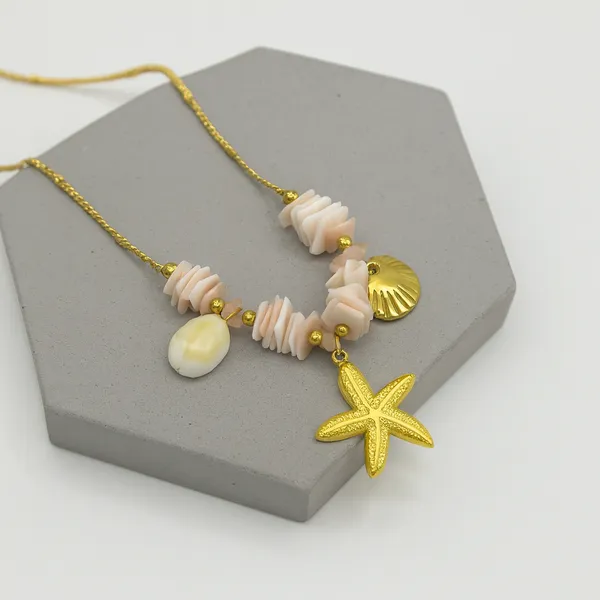 18K_Gold_Plated_Stainless_Steel_Seashell_&_Starfish_Pendant_Necklace,_Ocean-Inspired_Beaded_Design_|_Anti-Tarnish,_Waterproof